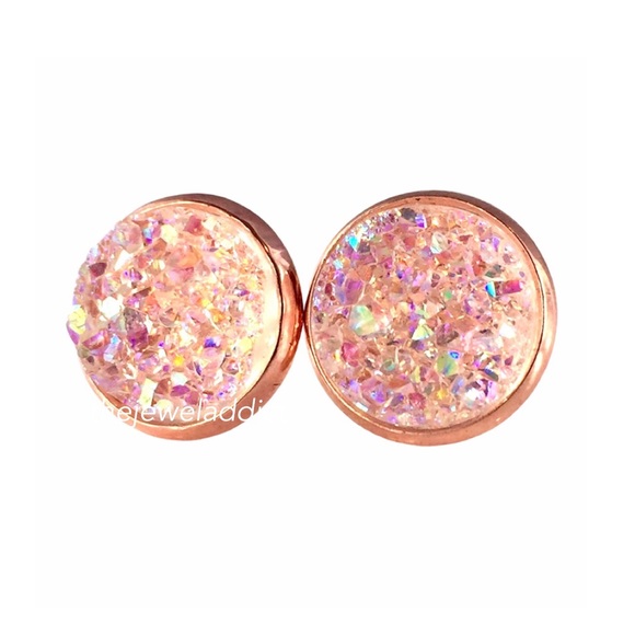 3 for 15🎀iridescent Crystal faux Druzy studs - Picture 2 of 7